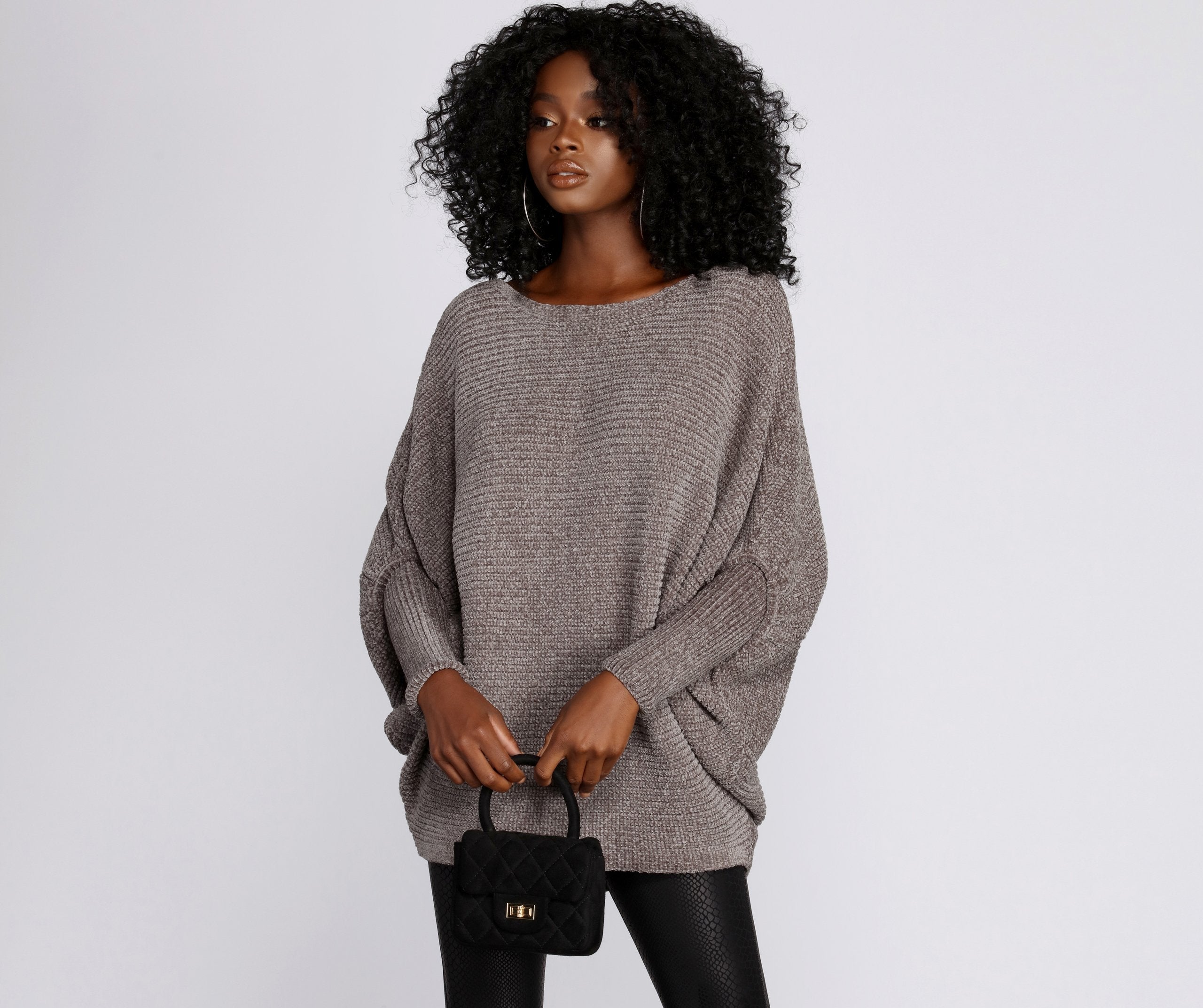 Boat Neck Chenille Pullover Sweater - Lady Occasions