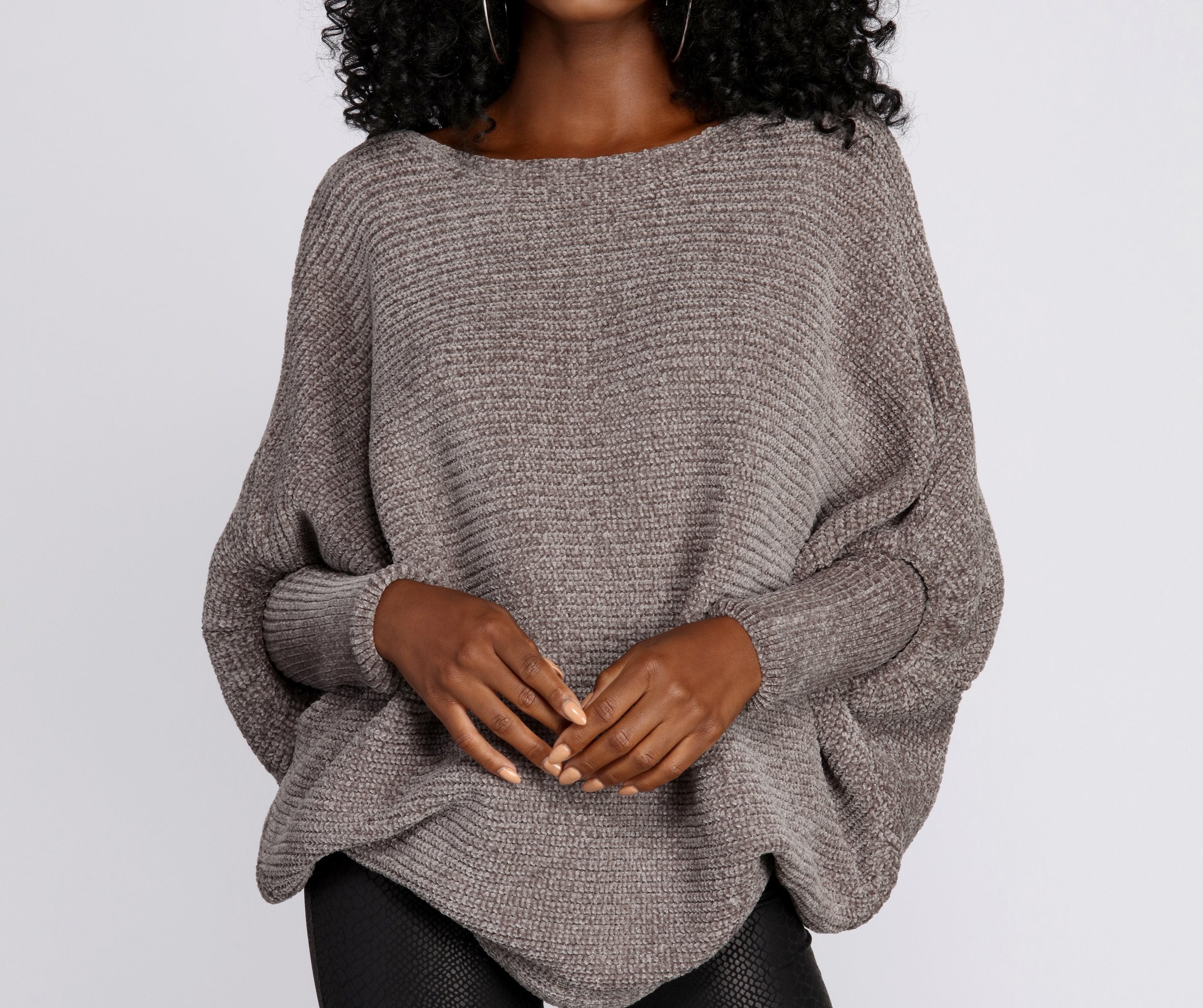 Boat Neck Chenille Pullover Sweater - Lady Occasions