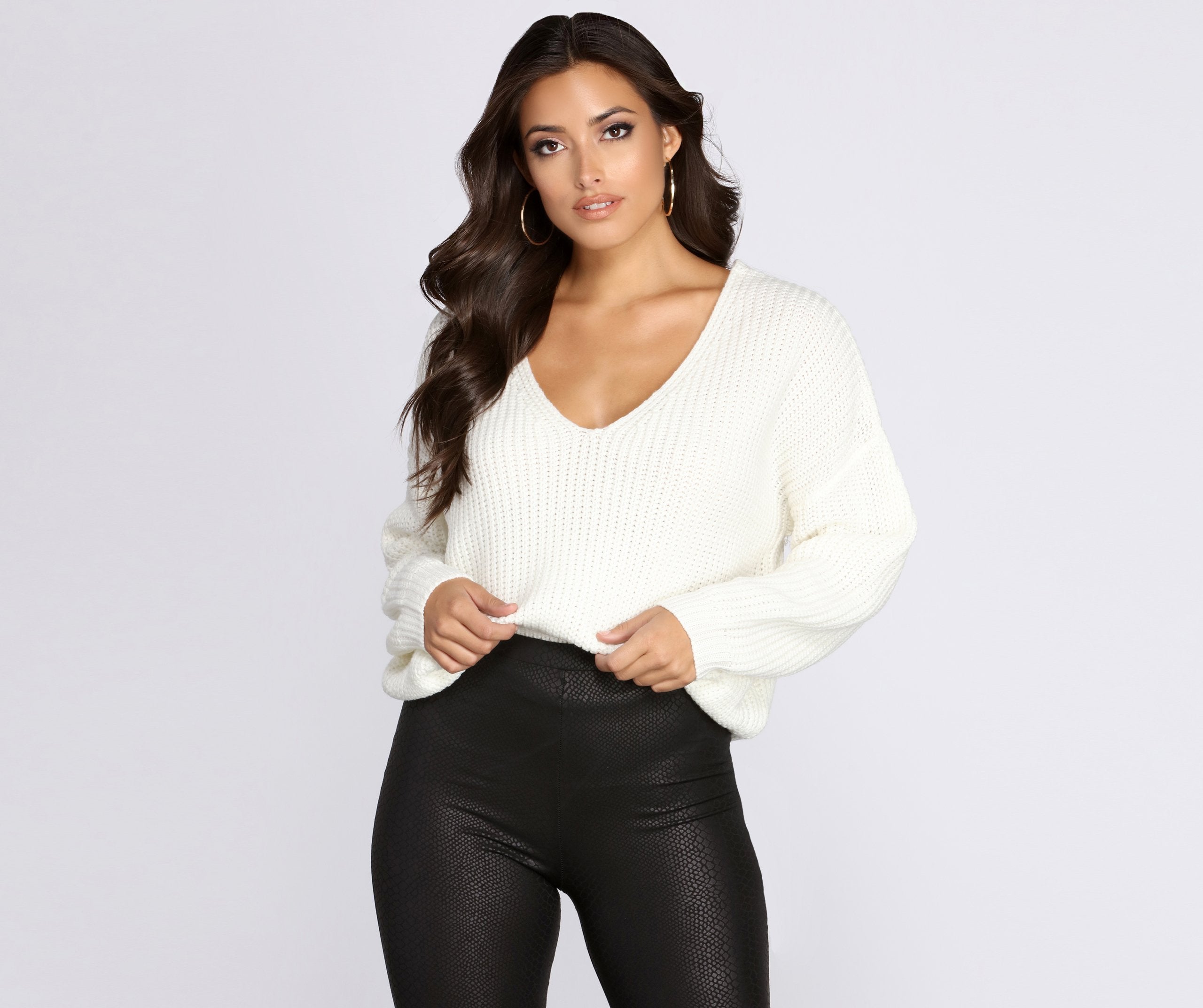 Lace Up Pullover Sweater - Lady Occasions