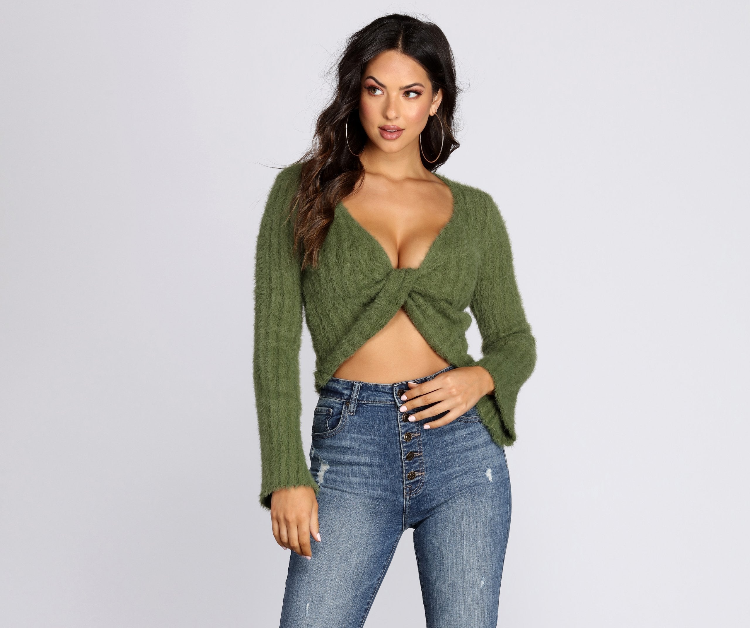 Fashionably Fuzzy Cropped Sweater - Lady Occasions