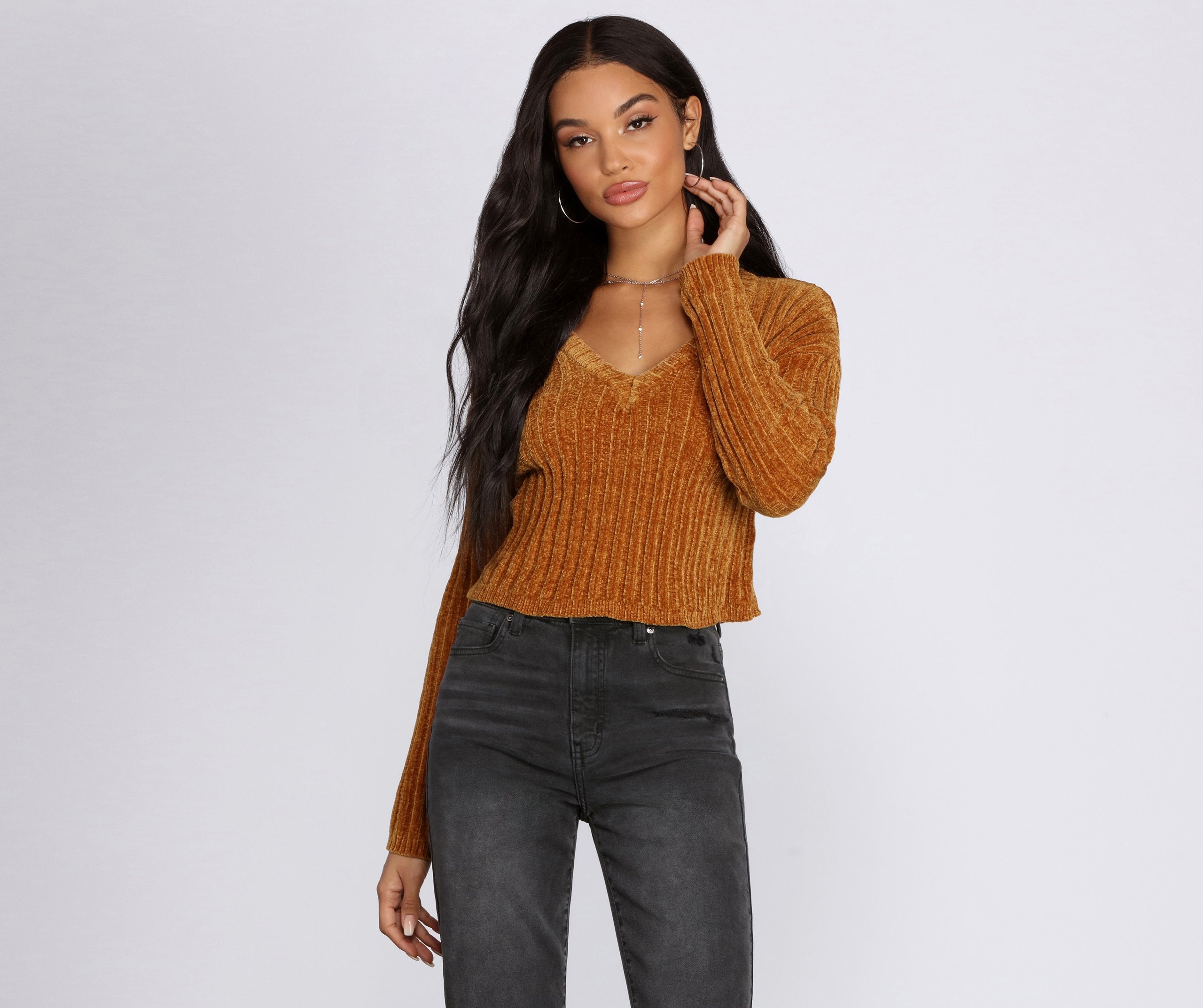 Cozy Chenille V-Neck Sweater - Lady Occasions