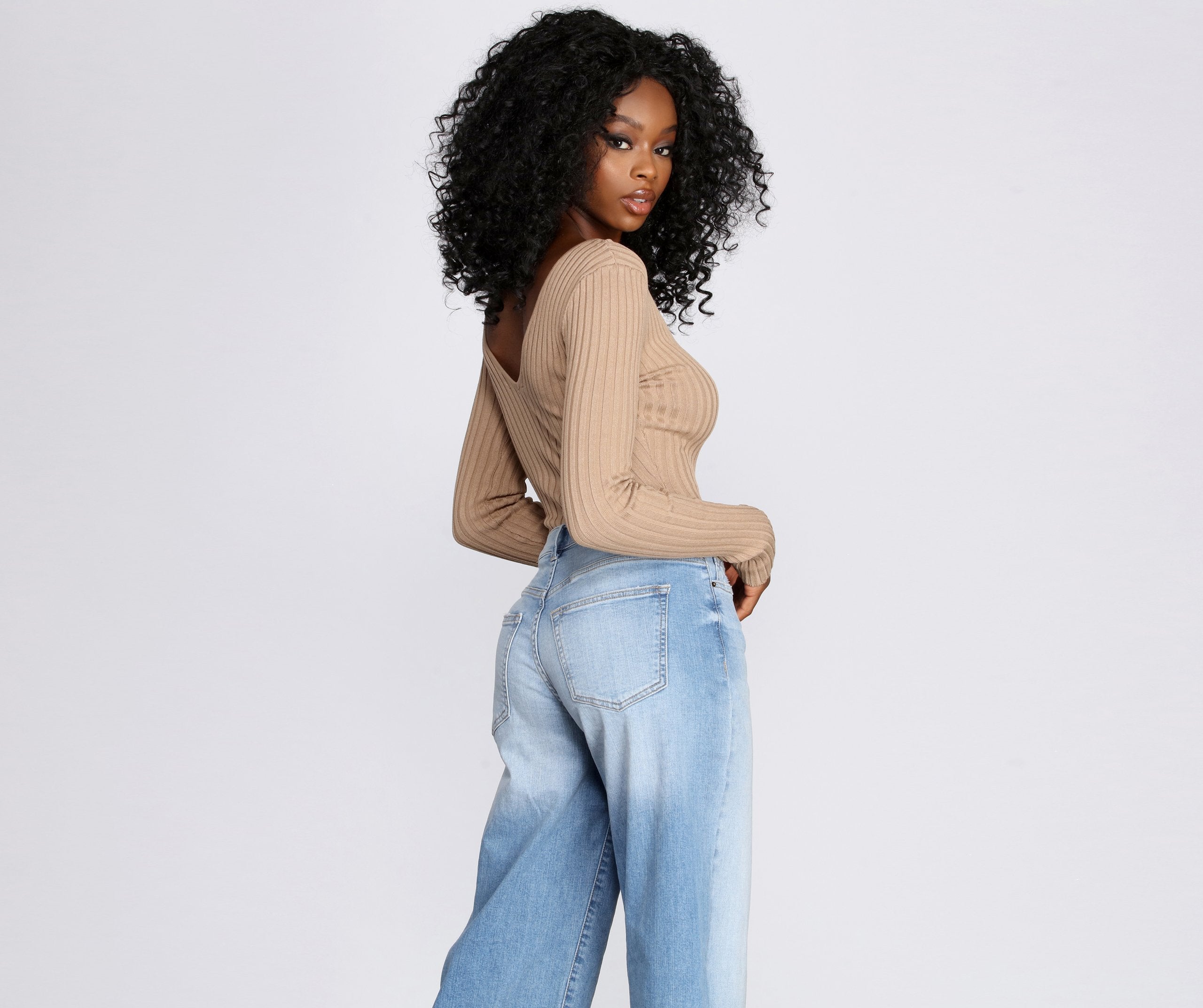 Basic Babe Sweater Bodysuit - Lady Occasions