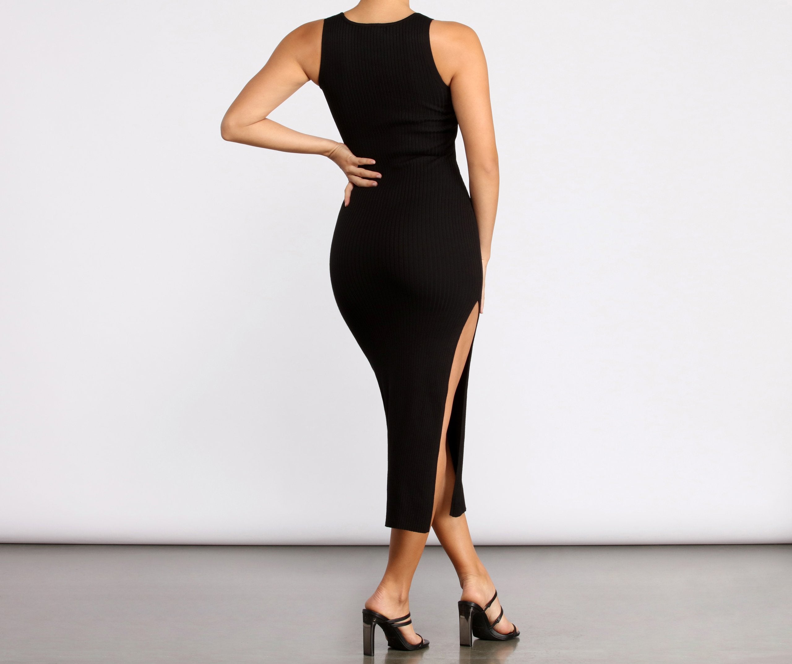 Double Take Ribbed Midi Dress - Lady Occasions