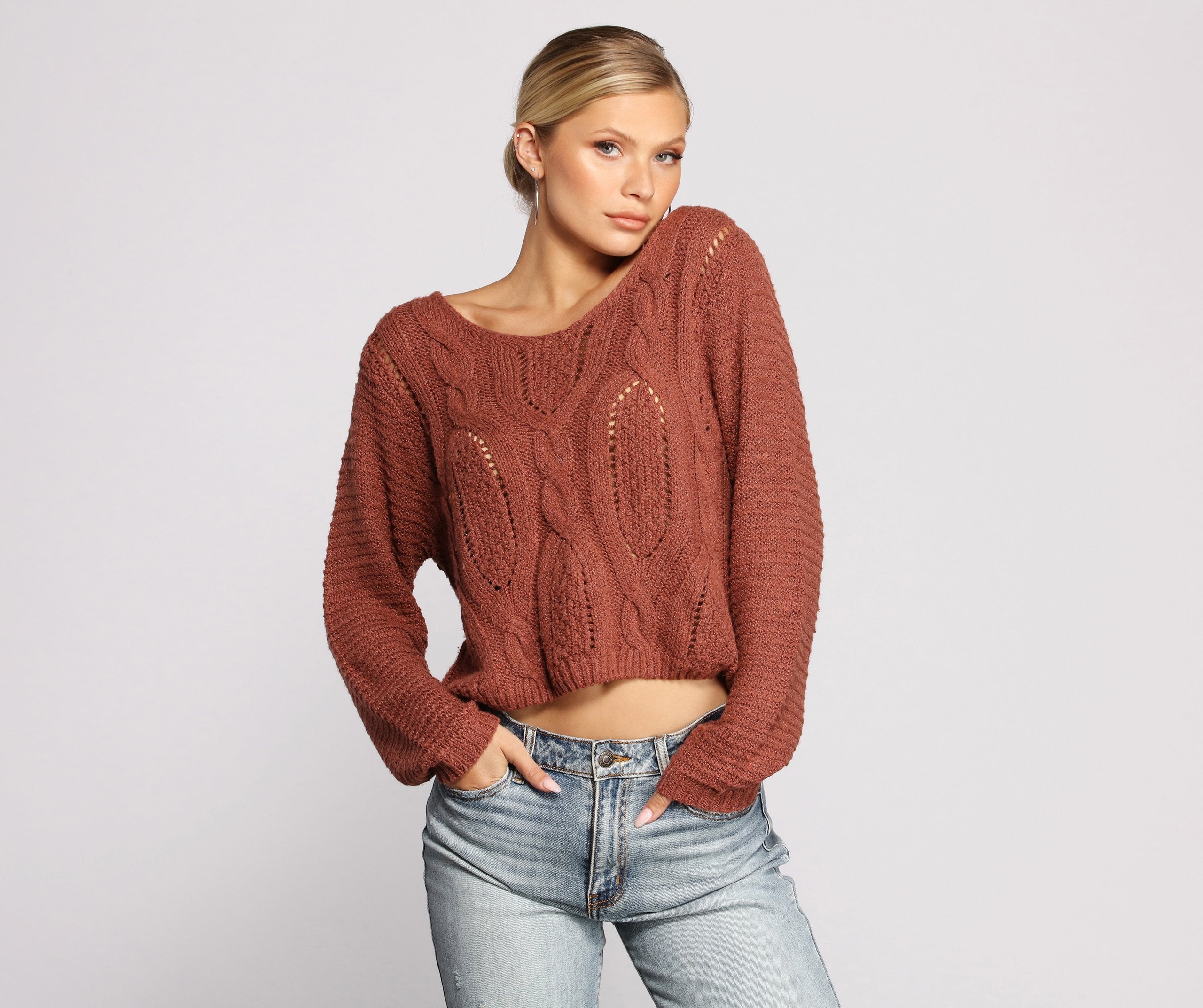 Cozy Chic Cable Knit Lattice Sweater - Lady Occasions