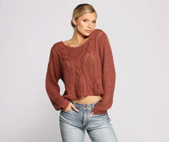 Cozy Chic Cable Knit Lattice Sweater - Lady Occasions