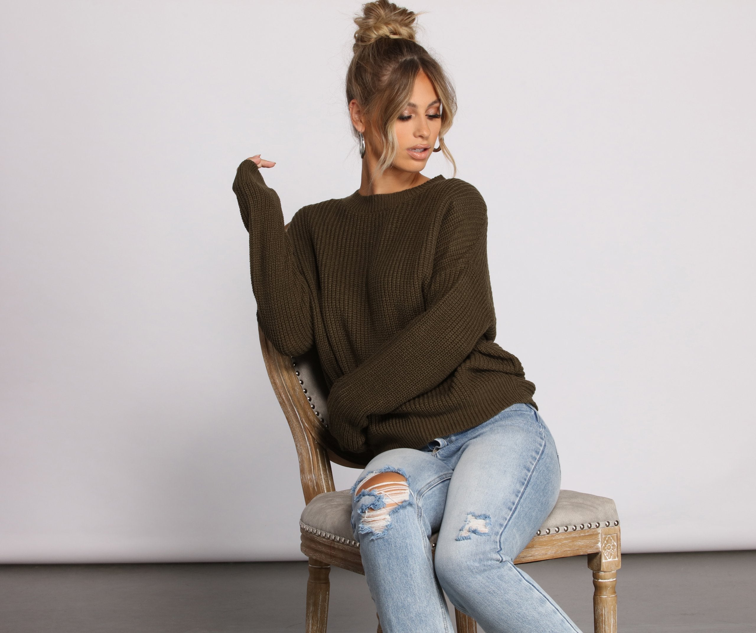 Twist and Stun Open Back Sweater - Lady Occasions