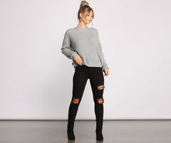 Twist and Stun Open Back Sweater - Lady Occasions