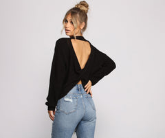 Twist and Stun Open Back Sweater - Lady Occasions