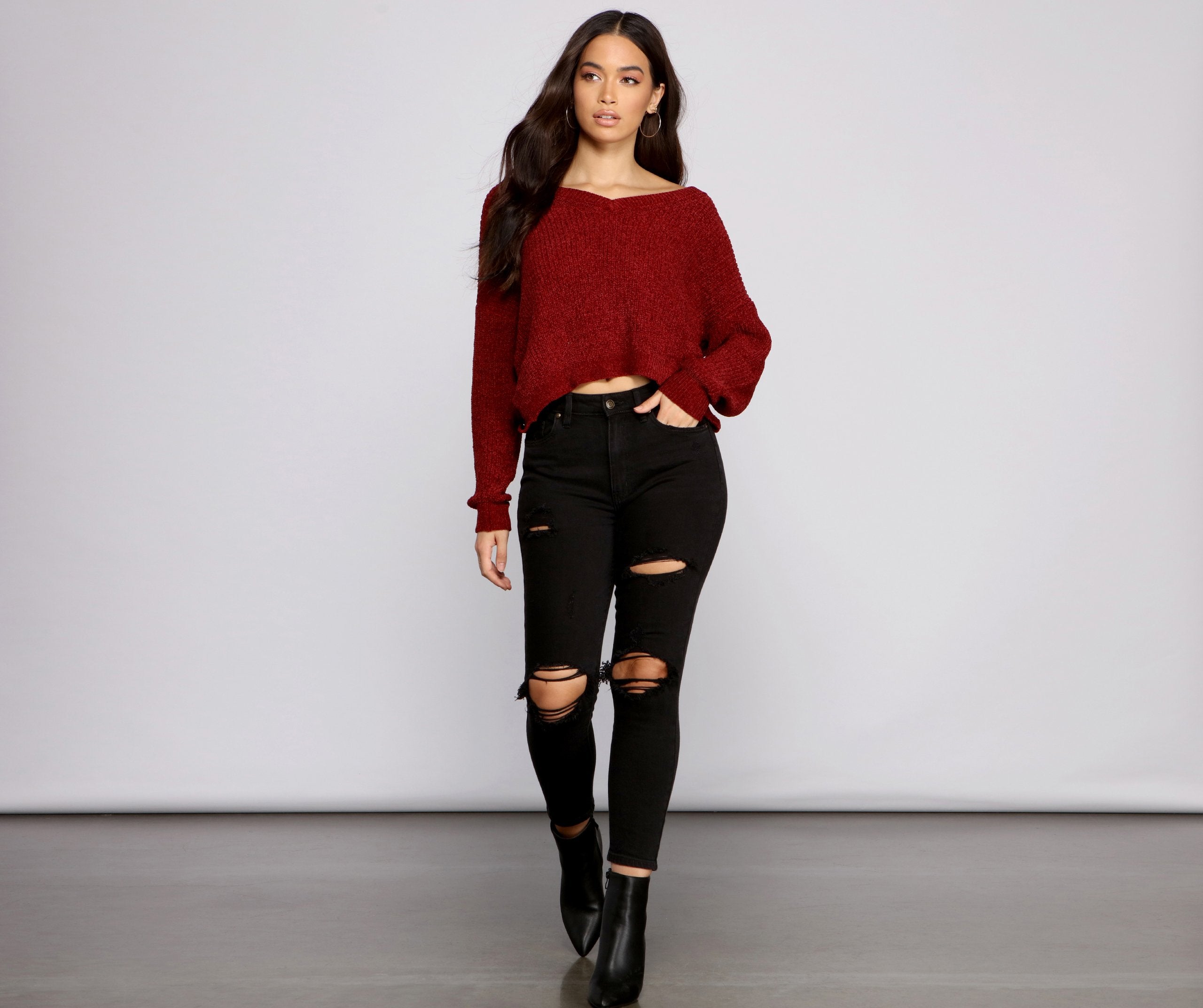 Casually Chic Twist Back Chenille Sweater - Lady Occasions