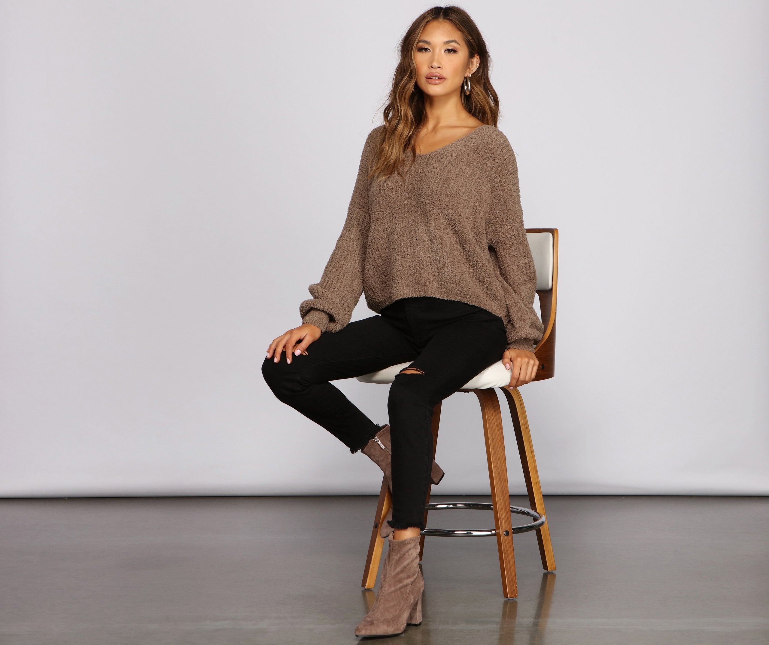 Cozy On Up Knot Back Sweater - Lady Occasions