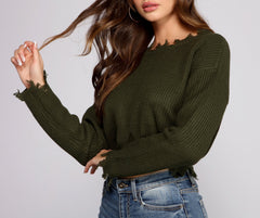 Stylishly Distressed Cropped Sweater - Lady Occasions