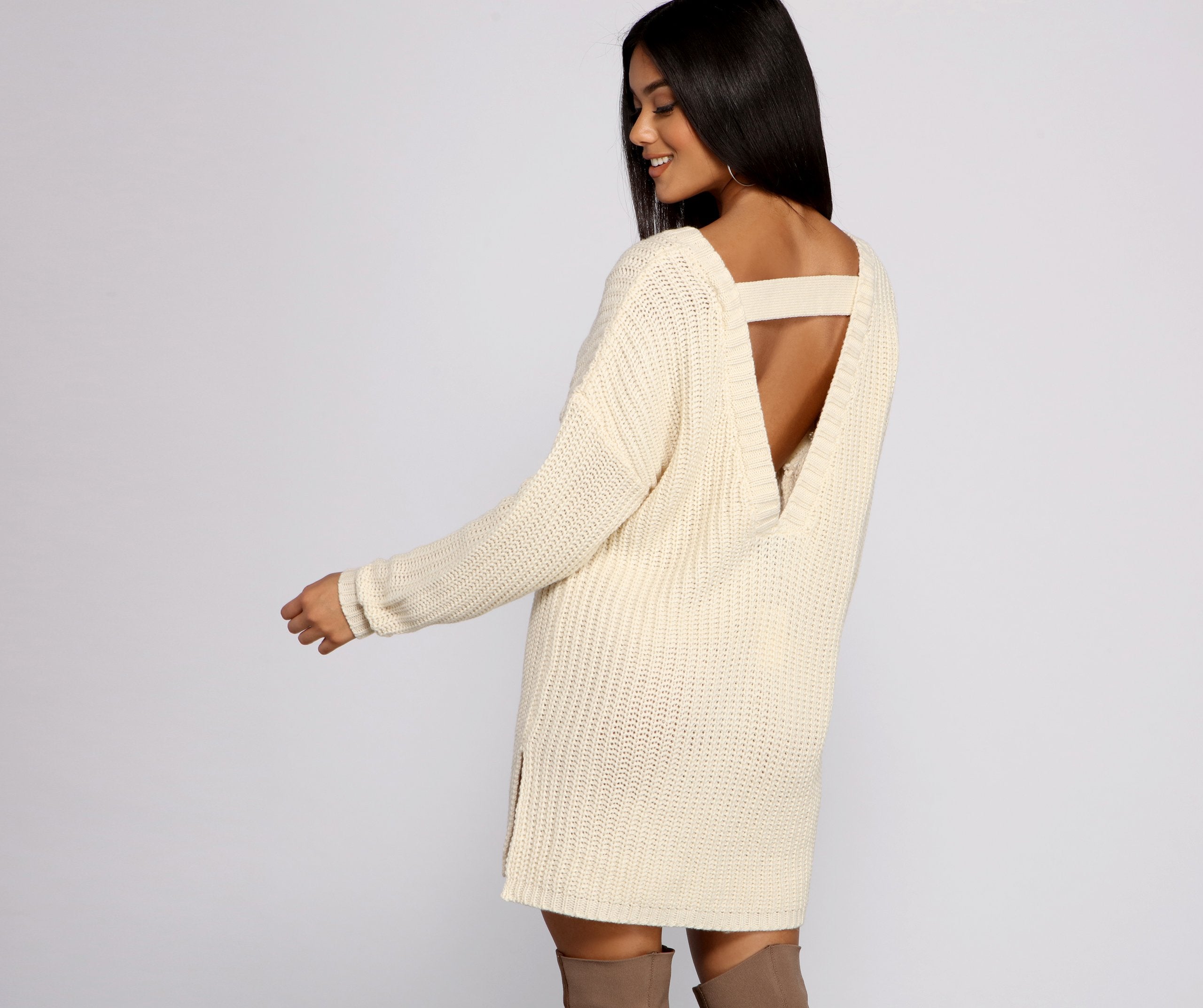 Cozy Knit Long Sleeve Tunic - Lady Occasions