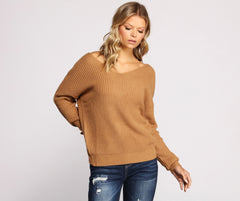 Trendy Knot Back V Neck Sweater - Lady Occasions