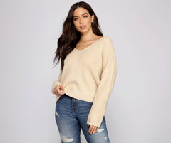 Lattice Back Oversized Pullover Sweater - Lady Occasions