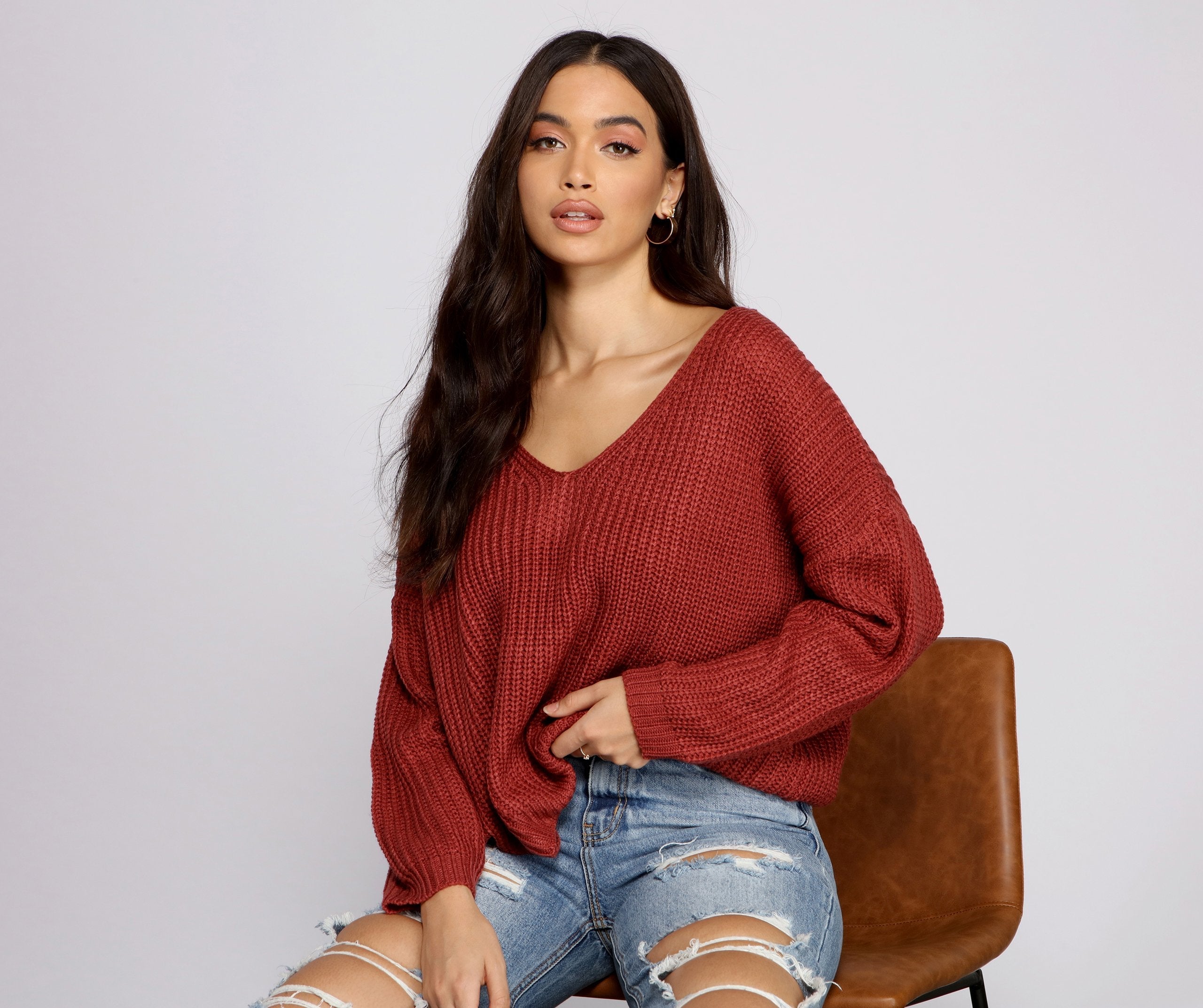 Lattice Back Oversized Pullover Sweater - Lady Occasions