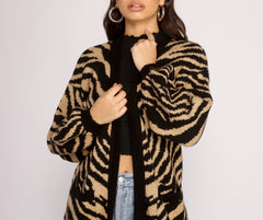 Wild Side Zebra Print Cardigan - Lady Occasions