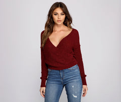 Wrapped In Basics Surplice Sweater - Lady Occasions