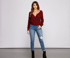 Wrapped In Basics Surplice Sweater - Lady Occasions