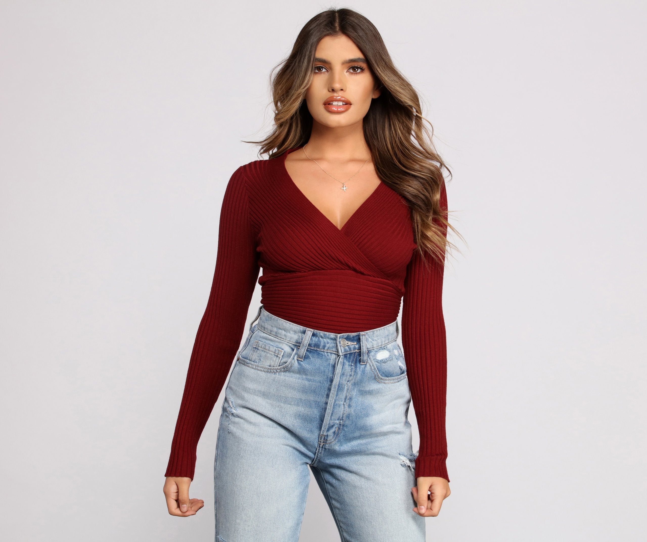 Cozy Ribbed Knit Long Sleeve Top - Lady Occasions