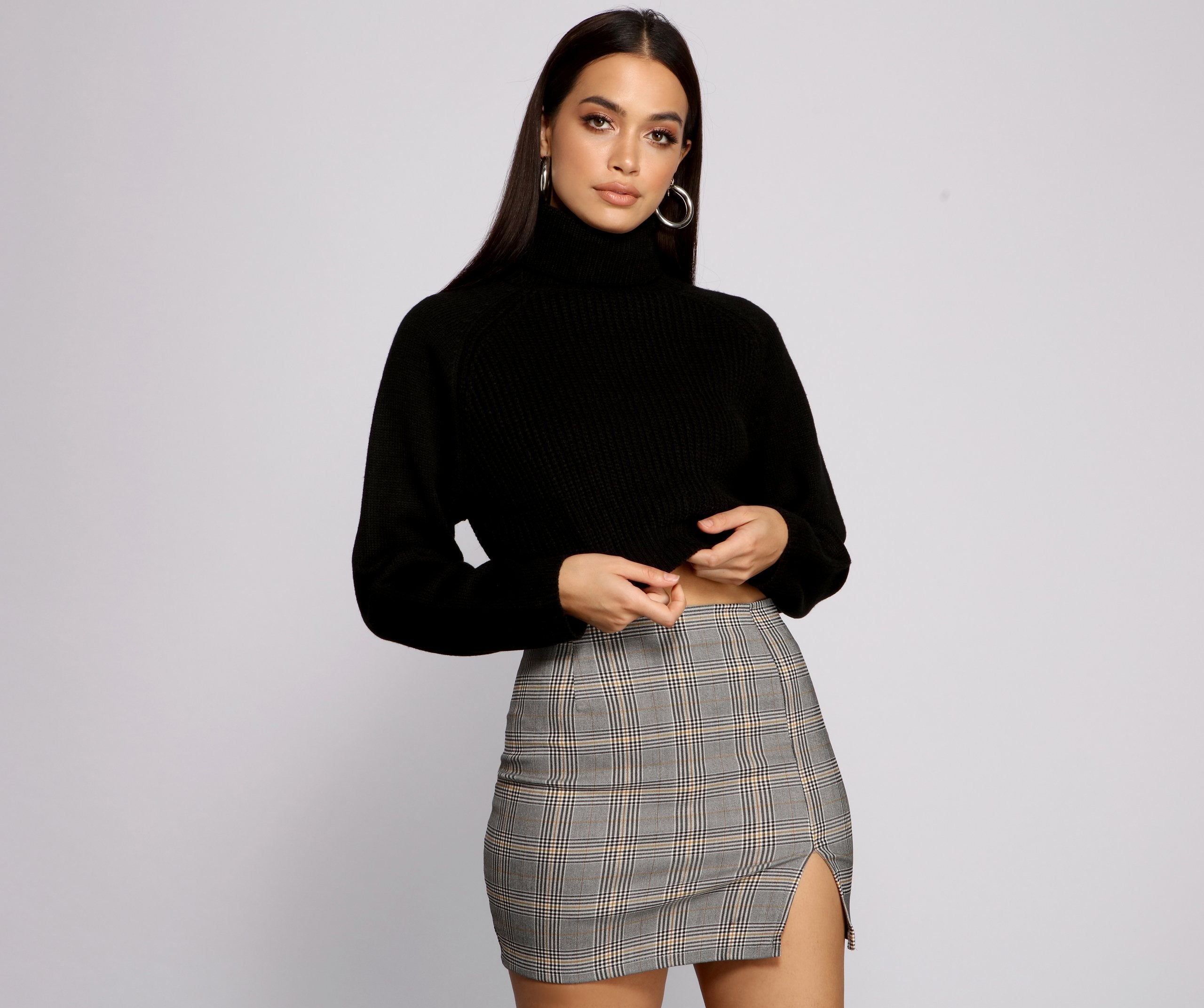 Basic Ribbed Knit Turtle Neck Sweater - Lady Occasions