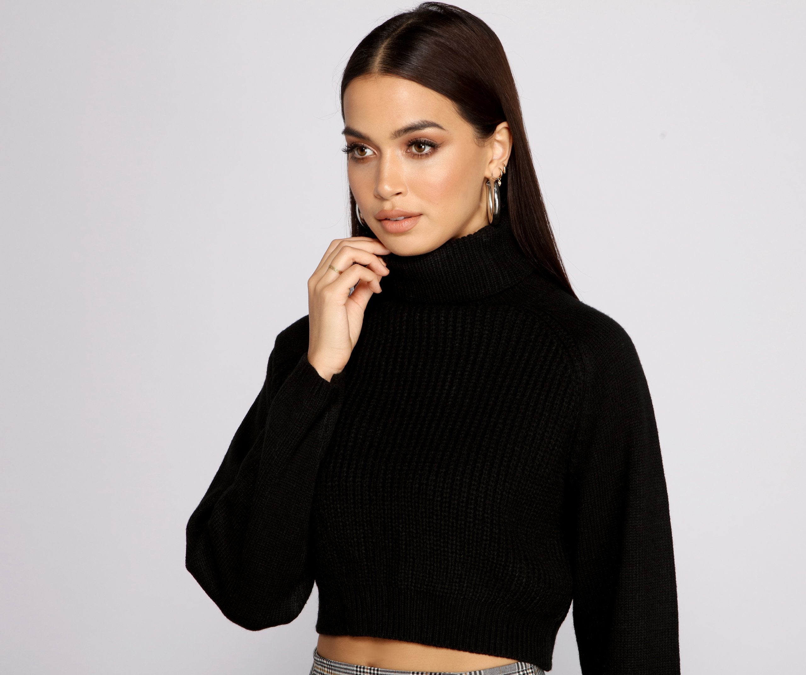 Basic Ribbed Knit Turtle Neck Sweater - Lady Occasions