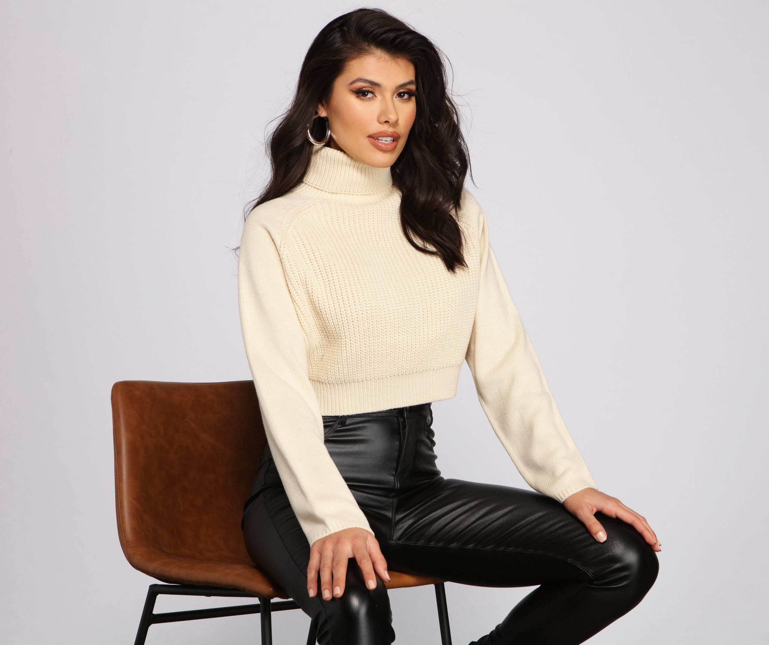 Basic Ribbed Knit Turtle Neck Sweater - Lady Occasions