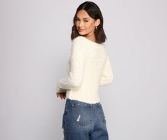 Cozy Cropped Popcorn Knit Sweater - Lady Occasions