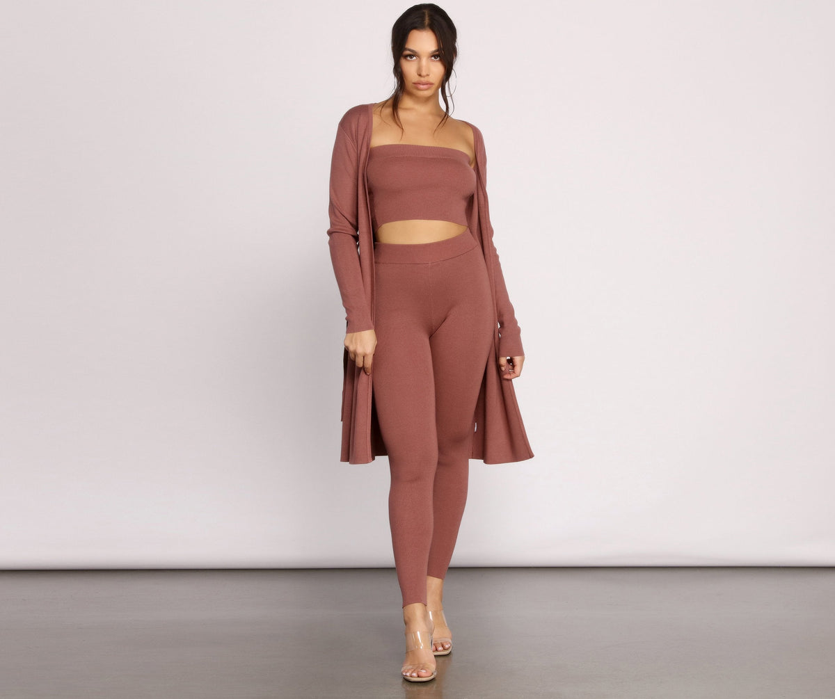Keeping Knit Casual Tie Waist Duster - Lady Occasions