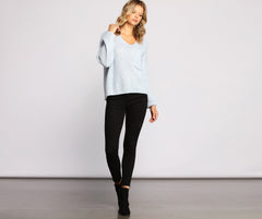All The Cozy-Chic Vibes V Neck Sweater - Lady Occasions