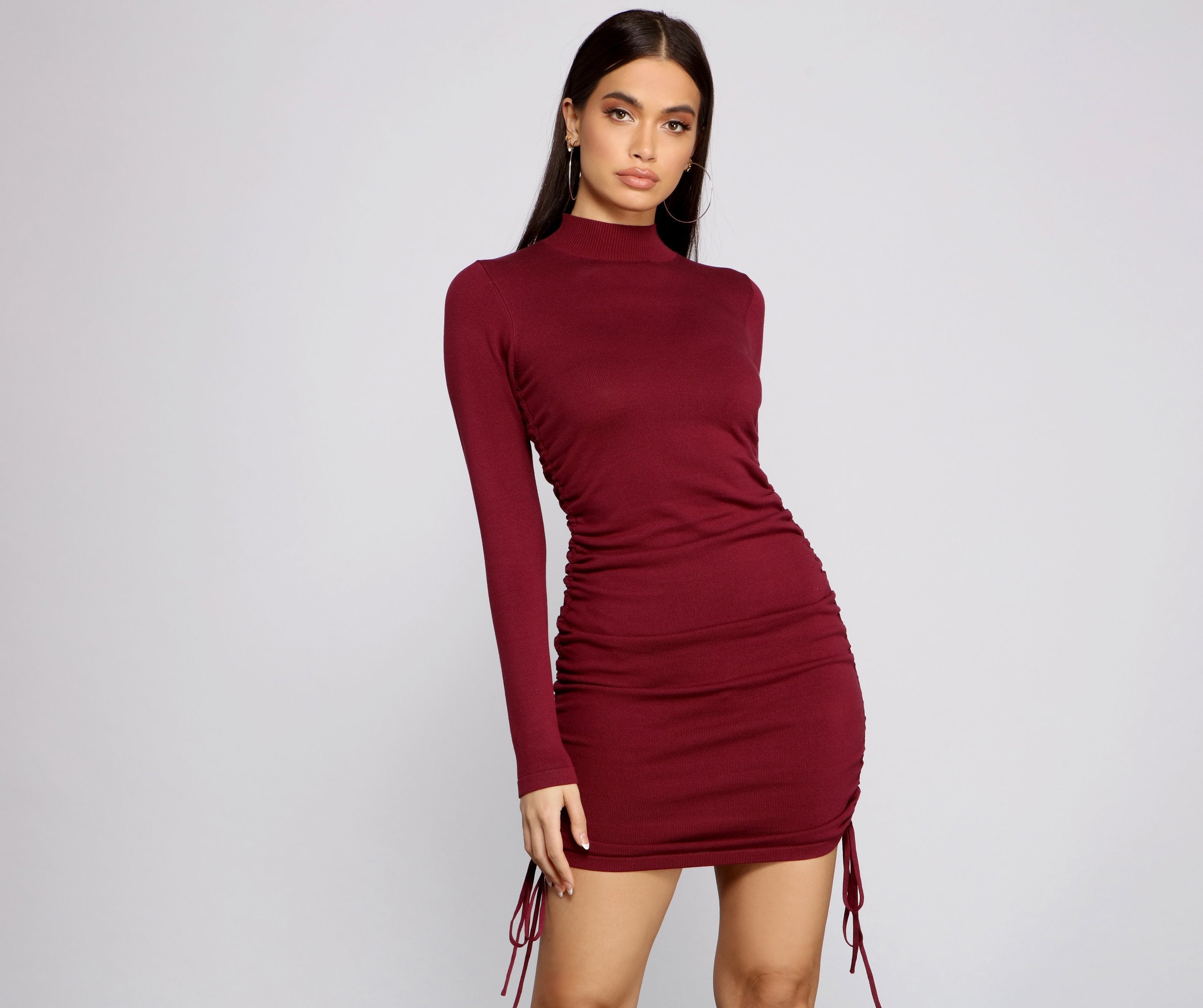 Keeping Knit Real Ruched Mini Dress - Lady Occasions