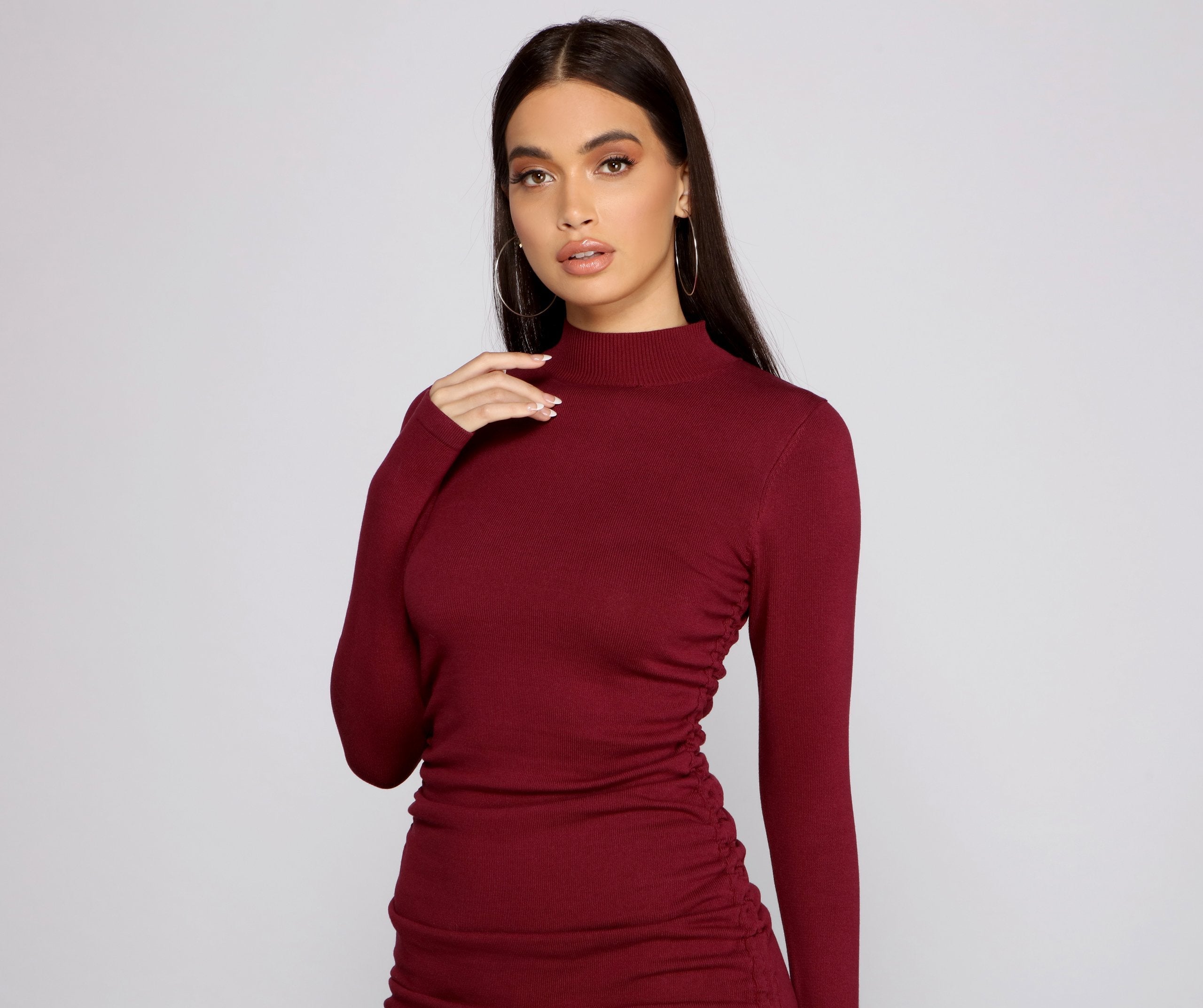 Keeping Knit Real Ruched Mini Dress - Lady Occasions