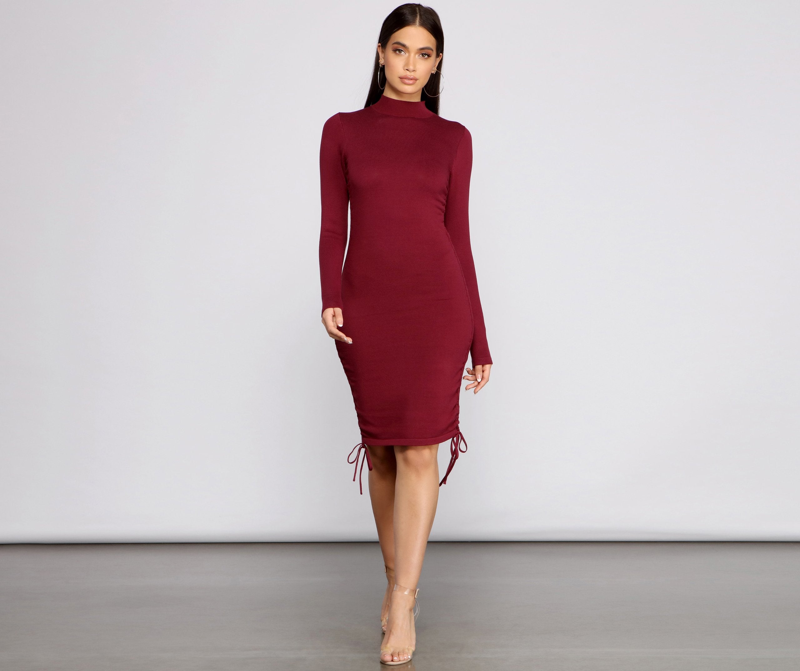 Keeping Knit Real Ruched Mini Dress - Lady Occasions