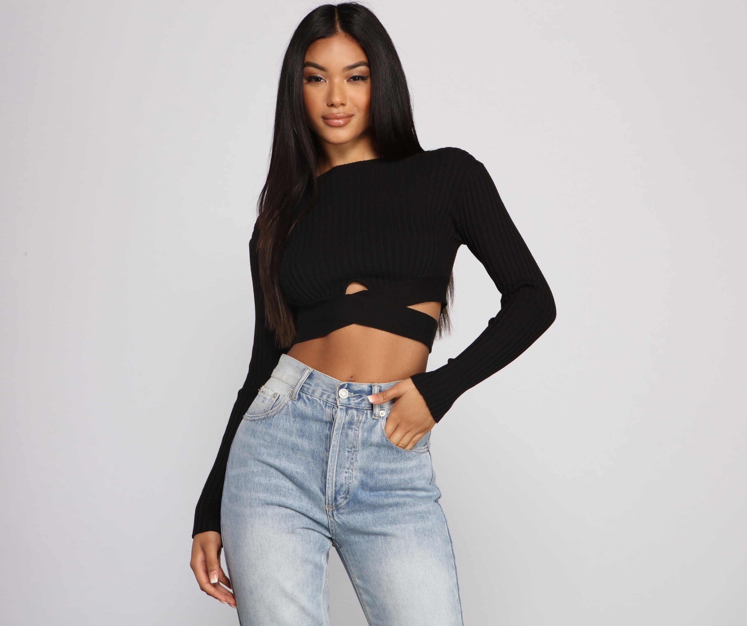 Trendy Girl Ribbed Knit Cropped Sweater - Lady Occasions