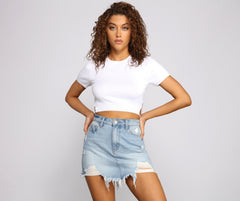 Open Back Crew Neck Crop Top - Lady Occasions