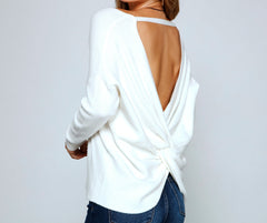 Twist And Stun Knot Back Sweater - Lady Occasions