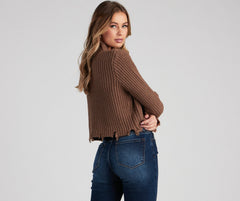 Major Destruction Cropped Knit Sweater - Lady Occasions