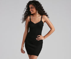 Hawt V-Neck Ribbed Sweater Dress - Lady Occasions