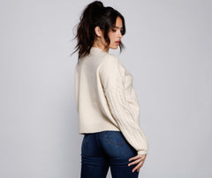Cute And Cozy Cable Knit Cropped Sweater - Lady Occasions
