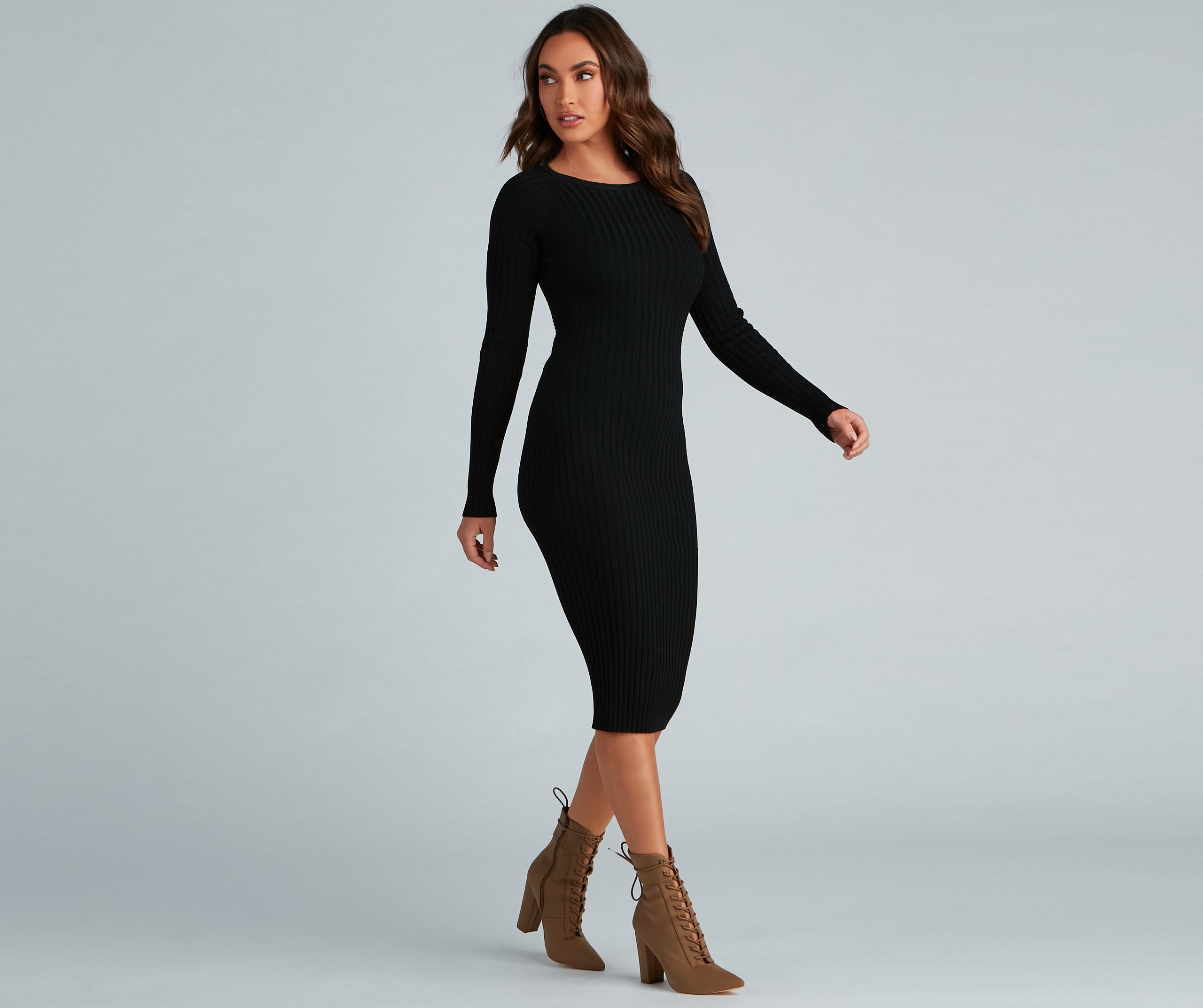 Chic Twist Long Sleeve Midi Dress - Lady Occasions