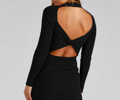 You Better Work Open Back Sweater Dress - Lady Occasions