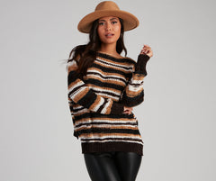 Chill Days Chenille Striped Sweater - Lady Occasions