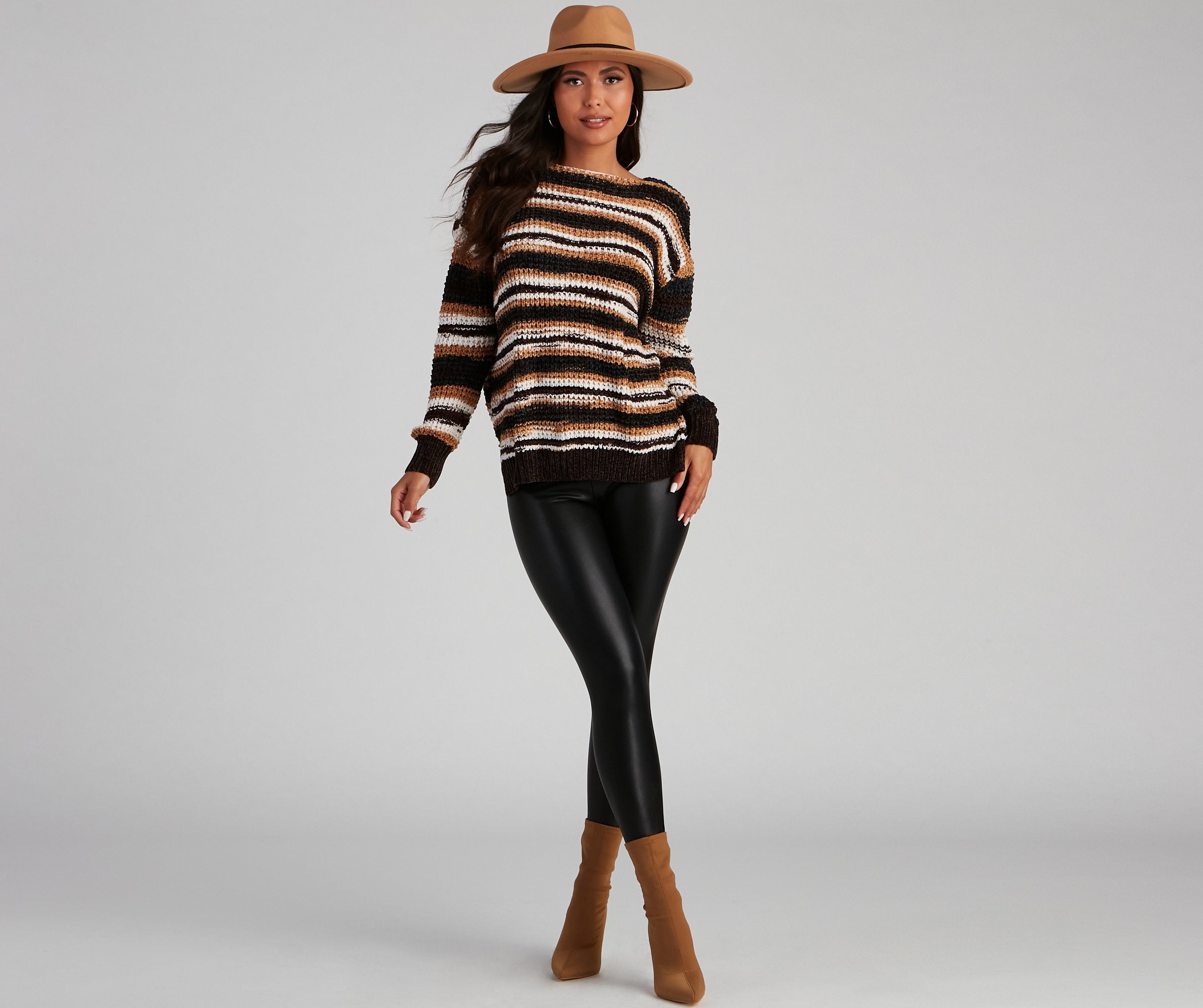 Chill Days Chenille Striped Sweater - Lady Occasions