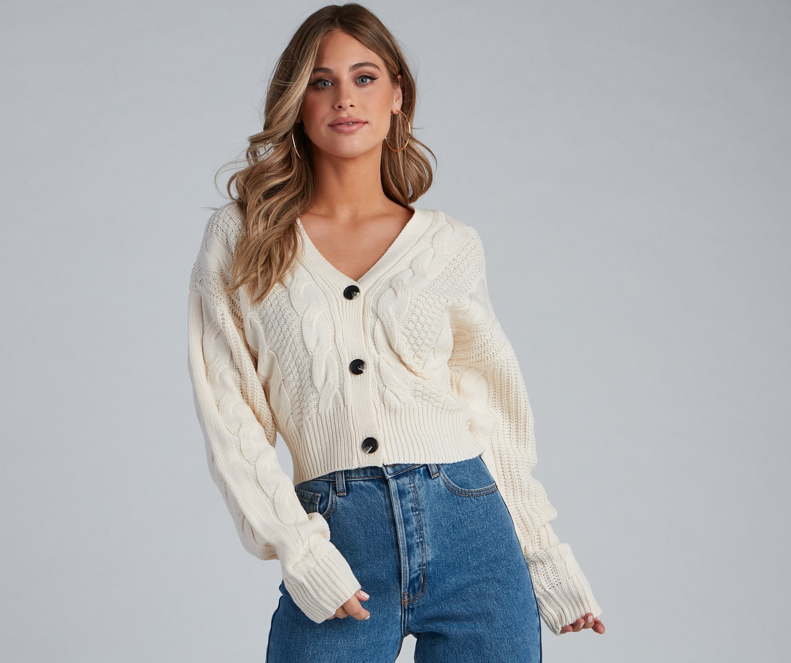 Cold Weather Cable Knit Cardigan - Lady Occasions