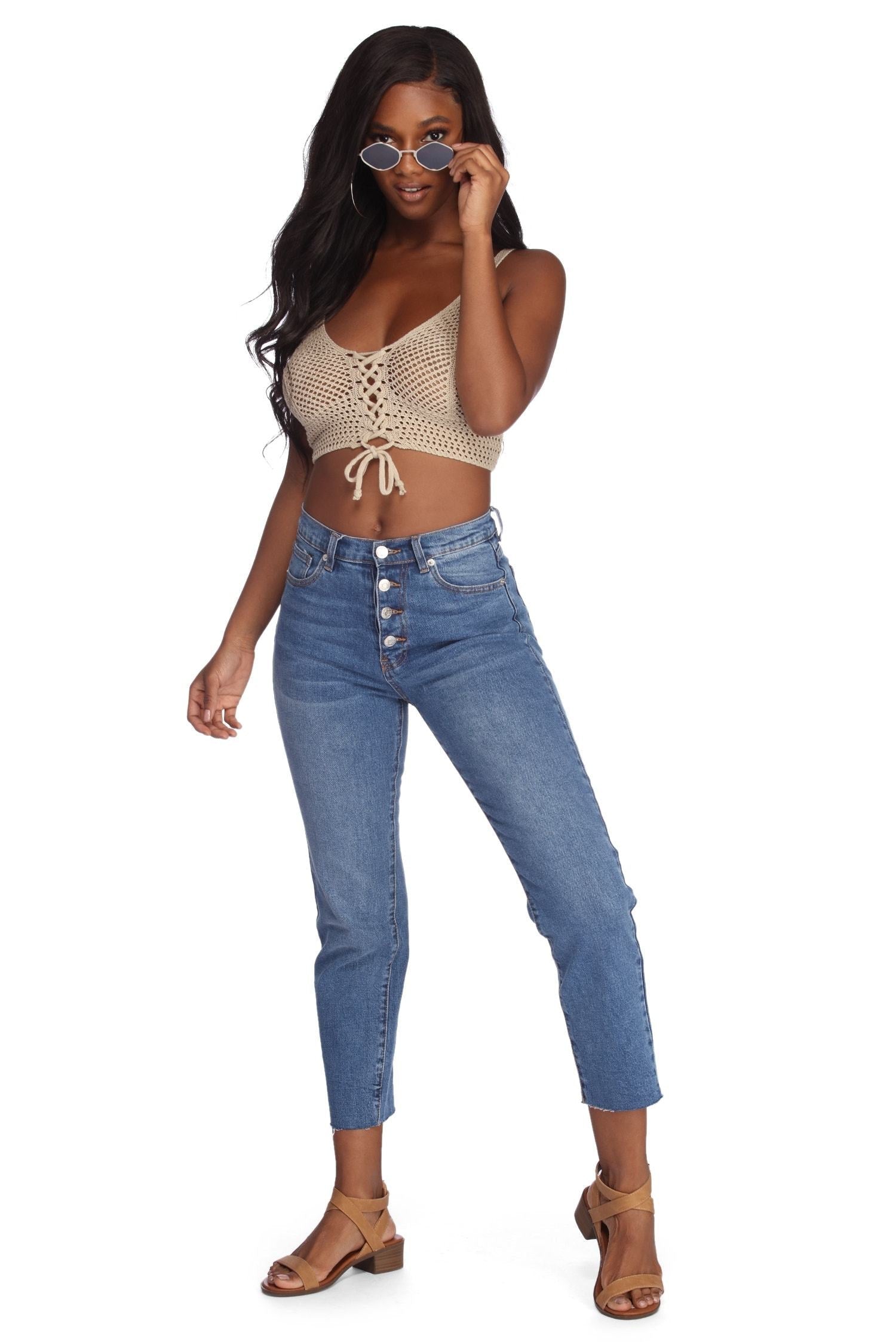 In The Loop Crotchet Crop Top - Lady Occasions