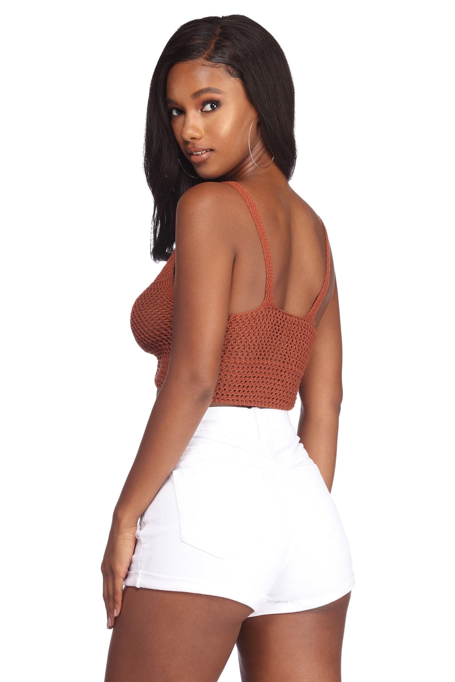 In The Loop Crotchet Crop Top - Lady Occasions