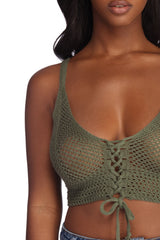 In The Loop Crotchet Crop Top - Lady Occasions