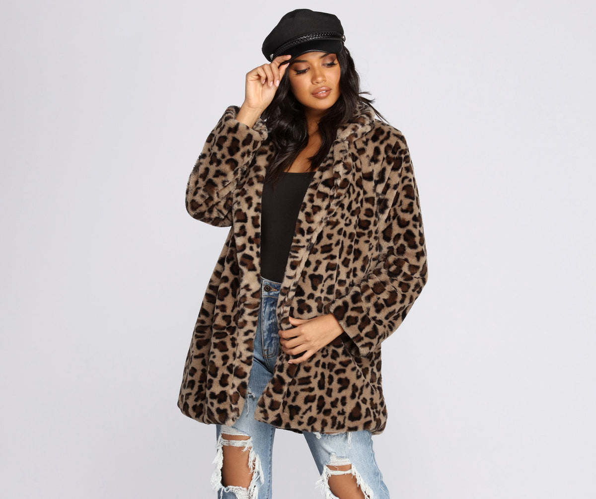 Fierce Leopard Faux Fur Jacket - Lady Occasions