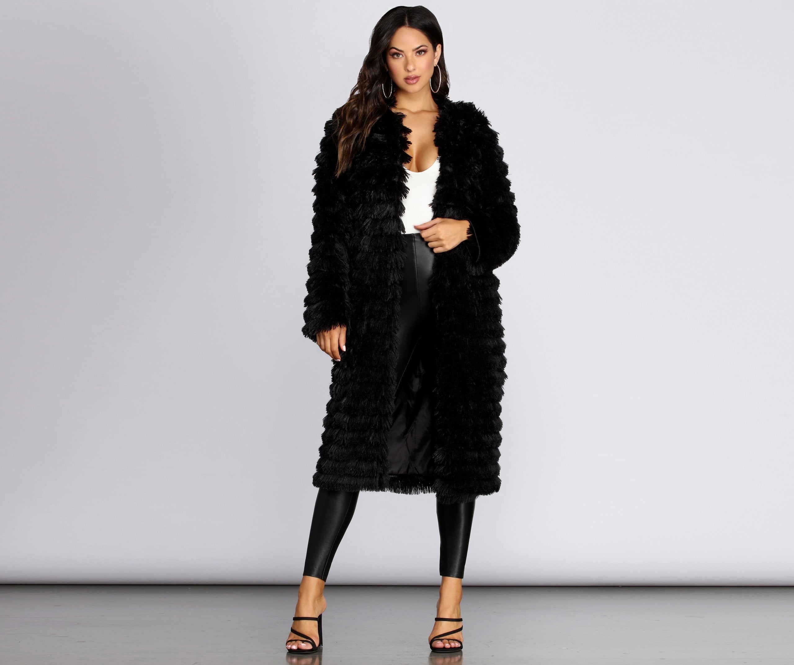 Long Line Fringe Coat - Lady Occasions