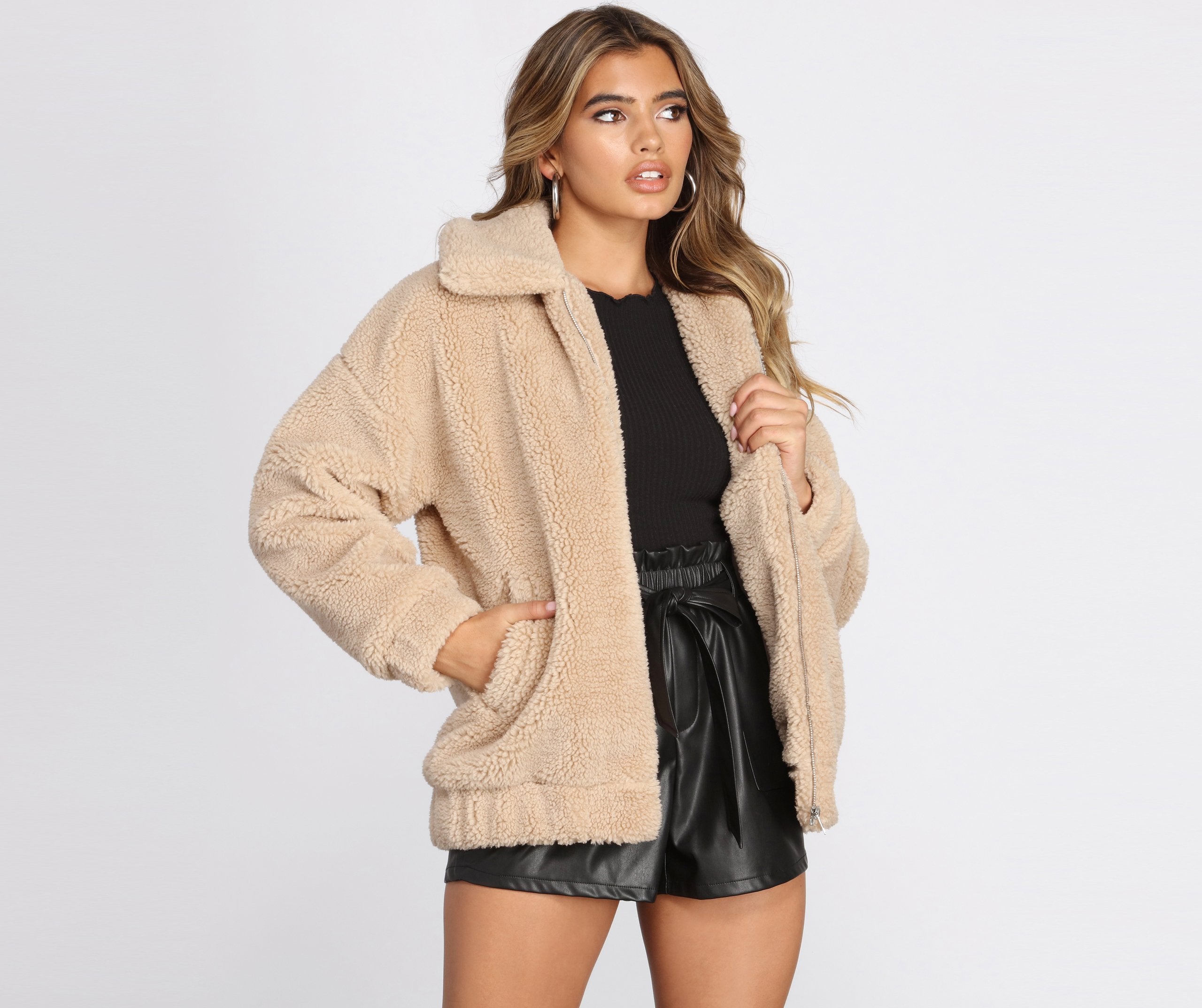 On It Over-sized Teddy Jacket - Lady Occasions