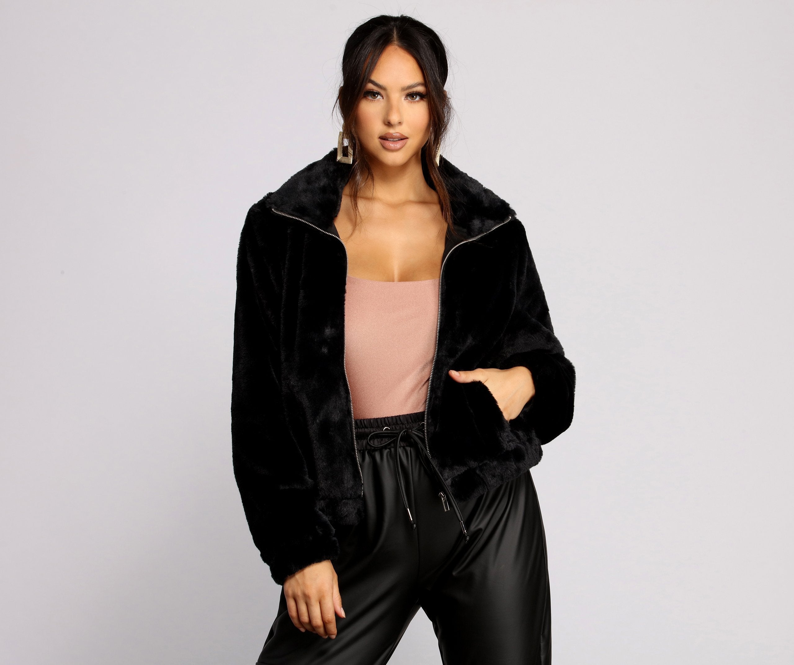 Faux-Ever Chic Bomber Jacket - Lady Occasions